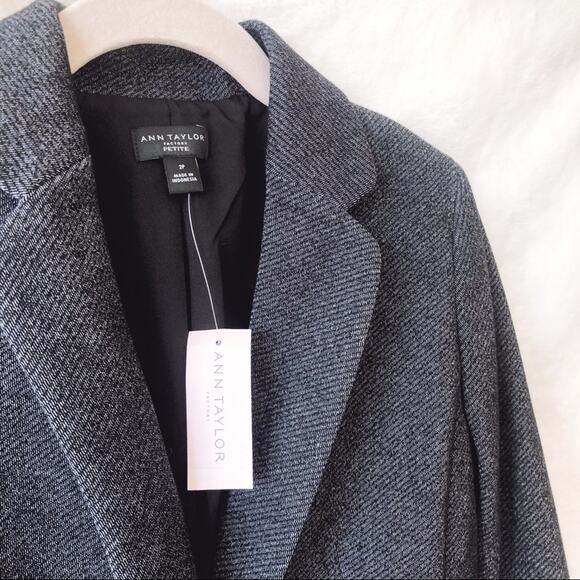 Ann Taylor Gray Petite One-Button Tailored Blazer - Picture 11 of 12